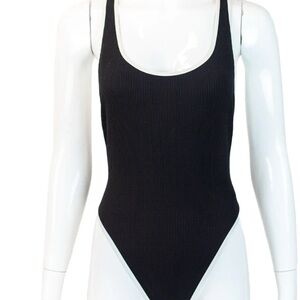Off-White Black Ribbed Women's Bodysuit